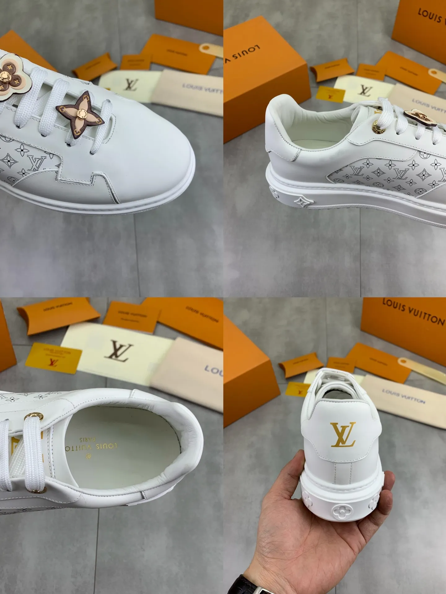 Factory price P700 💶 Top version [LOUIS VUITTON] Couple 🧑‍🤝‍🧑 Craftsman style Counter series (original order) New style 🍀LV Louis Vuitton - top version LV classic high-top trendy shoes! Made of imported original craft calfskin, original breathable lining, and original wear-resistant, lightweight, high-end TPU outsole! High quality products! 3️⃣ colors available, code numbers: female 35-39, male 39-44 (female 40, male 45 46 customized)